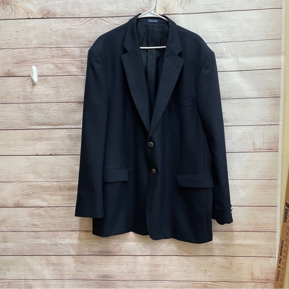STAFFORD WOOL BLEND BLAZER IN NAVY BLUE